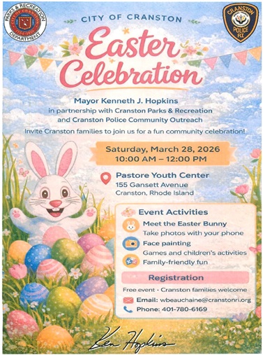 Cranston Parks and Recreation: Easter Celebration - March 28, 2026